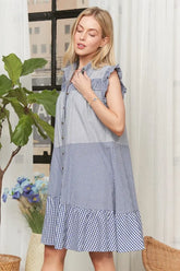 ADORA Button Down Textured Babydoll Dress OutfitFlow